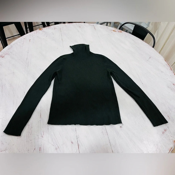 Anthropologie Maeve Button-Sleeve Turtleneck in Holly Green Size XL $90 - Picture 2 of 11